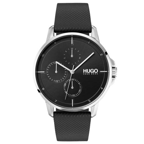 Relógio Hugo Masculino Couro Preto